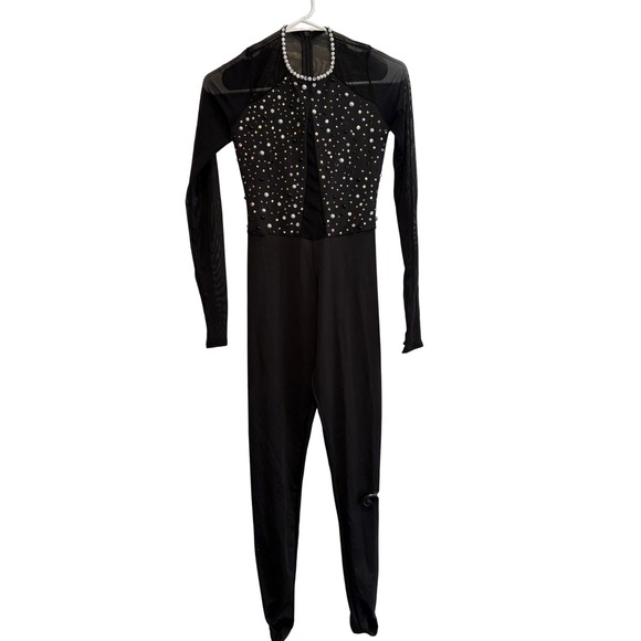 Other - Dance Leotard Performance Wear‎ Black Long Sleeve Gymnastics Unitard Kids M
